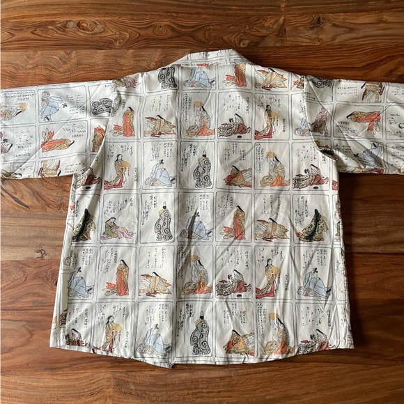 NWOT YesStyle Short-Sleeve Printed Shirt | Japanese Woodblock Calligraphy Design - Picture 2 of 6